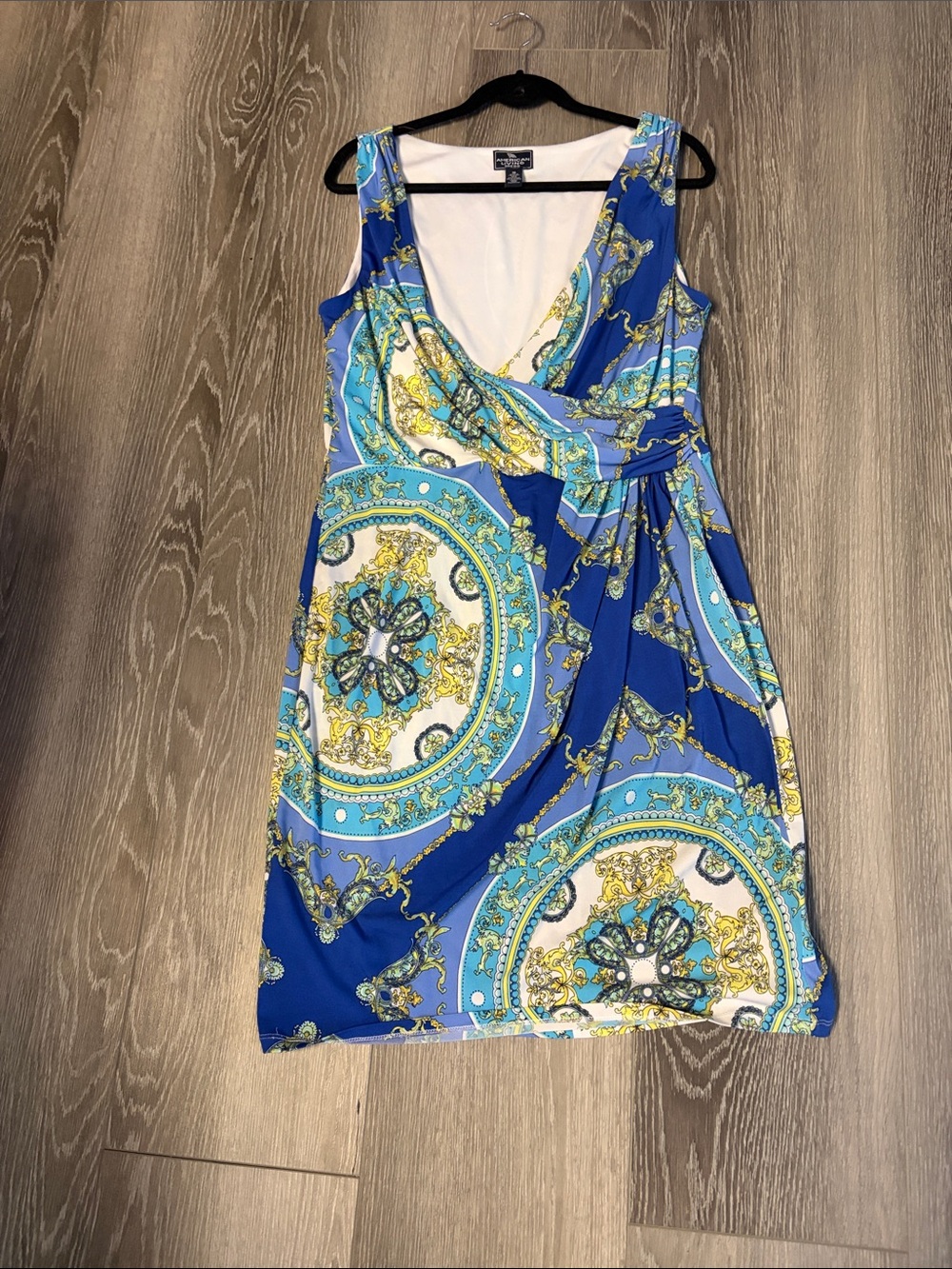 American Living Blue and Turquoise Medallion Wrap Dress